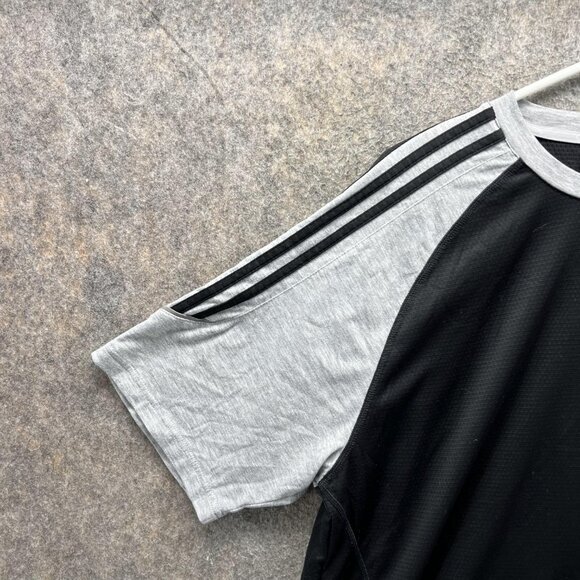 Adidas Shirt Men Large Grey Black Crewneck Training Polyester Soccer Jersey - Picture 9 of 11